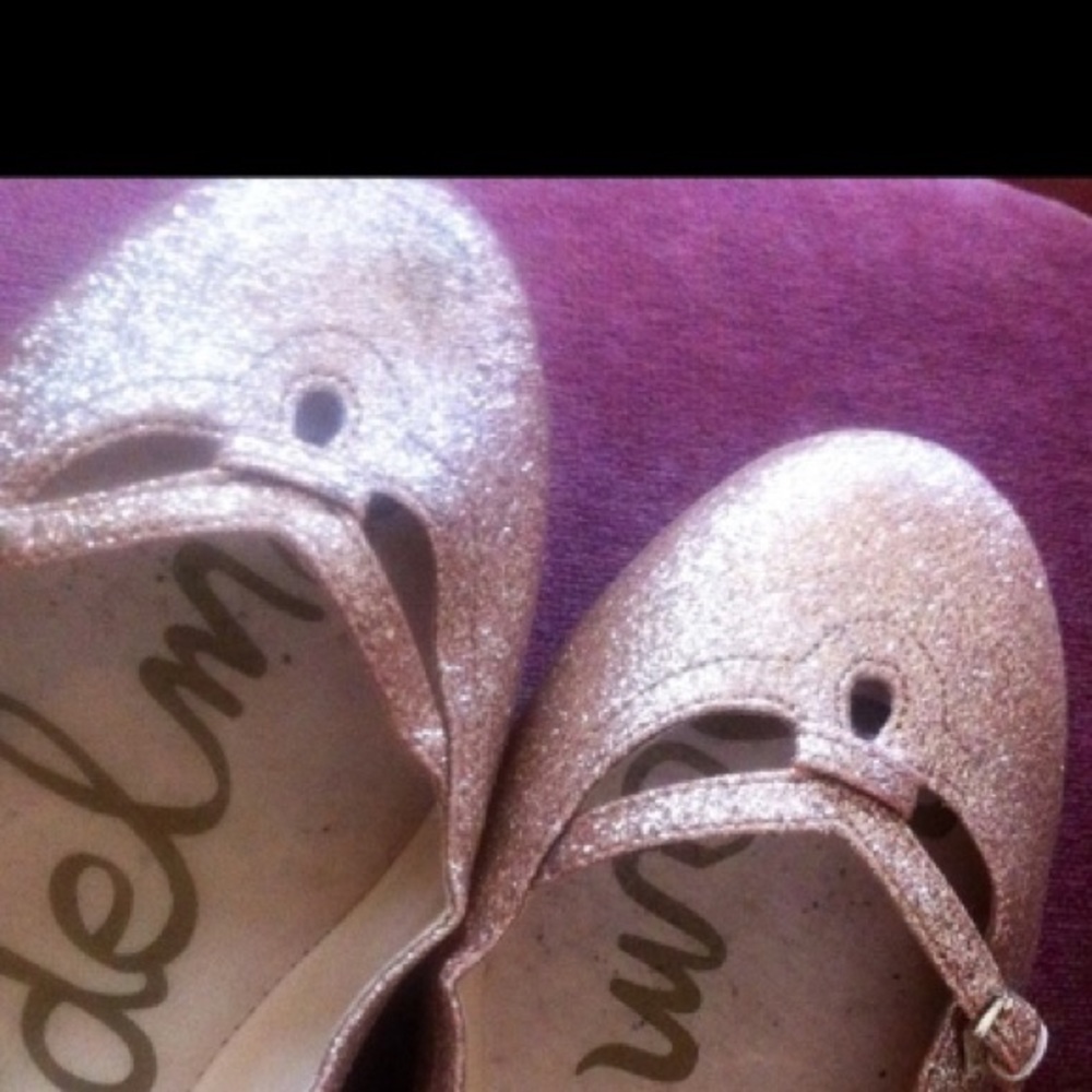 Soft Rosy Gold Glitter Flats Sam Edelman